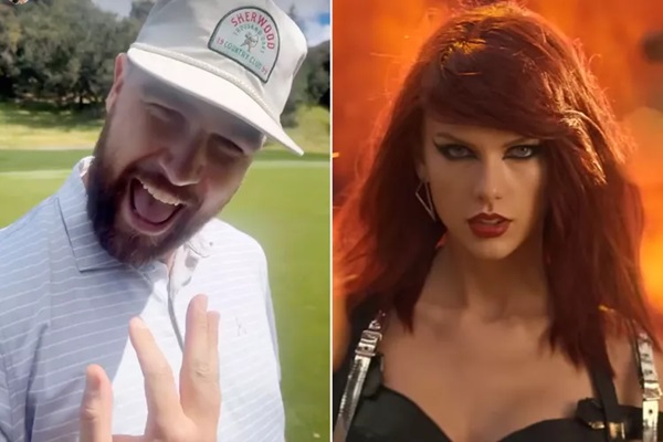 Travis Kelce and Taylor Swift.,..