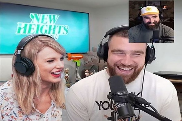 Taylor Swift and Travis Kelce Laughs with Jason Kelce