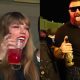 Taylor Swift and Travis Kelcedrinking beer in Public