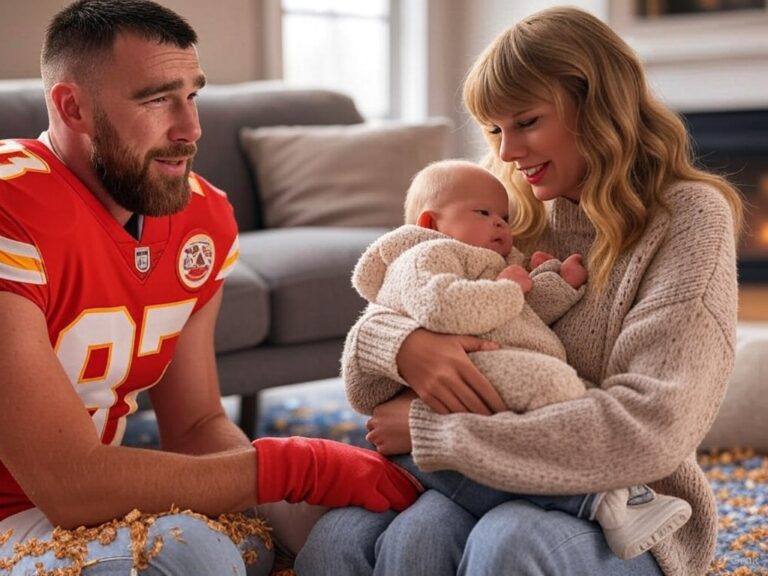 Broken Strings: Taylor Swift’s Secret Baby Shocks Travis Kelce to Tears.In a twist more dramatic than a bridge in a Taylor Swift ballad, pop icon Taylor Swift has reportedly welcomed a child without a wedding ring in sight.The news, kept under tight wraps for months, allegedly blindsided NFL superstar and Swift’s rumored fiancé, Travis Kelce, sending shockwaves through both fanbases and... See more