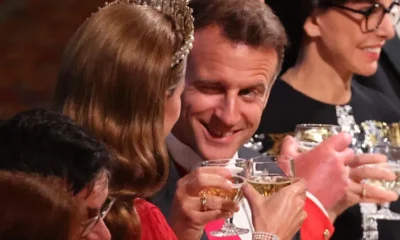 Kate Middleton Gets a wink from French President Macron and its state banquet must talked-About moment;Kate Middleton and French President Emmanuel Macron clinked glasses during the state banquet at Windsor Castle which got the state talking that..